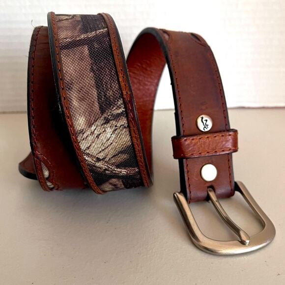 Browning Genuine Leather & Canvas Camouflage Western Hunting Belt Mens 36 - Picture 1 of 8